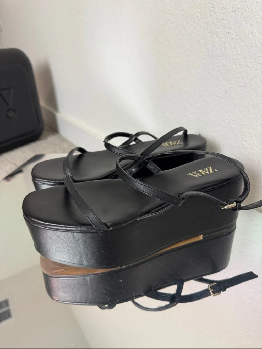 Zara Black Platform Strappy Sandals - Picture 2 of 5